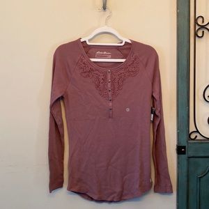 NWT medium Eddie Bauer mauve long sleeve tee shirt